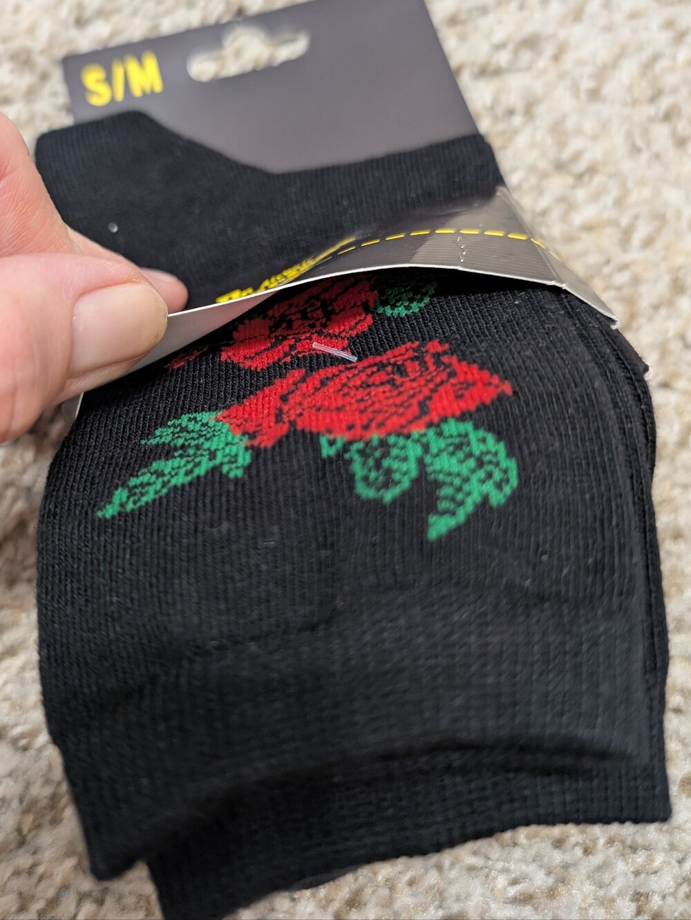 🌹Dr. Martens Black Double Rose Crew Sock Socks - Picture 2 of 5